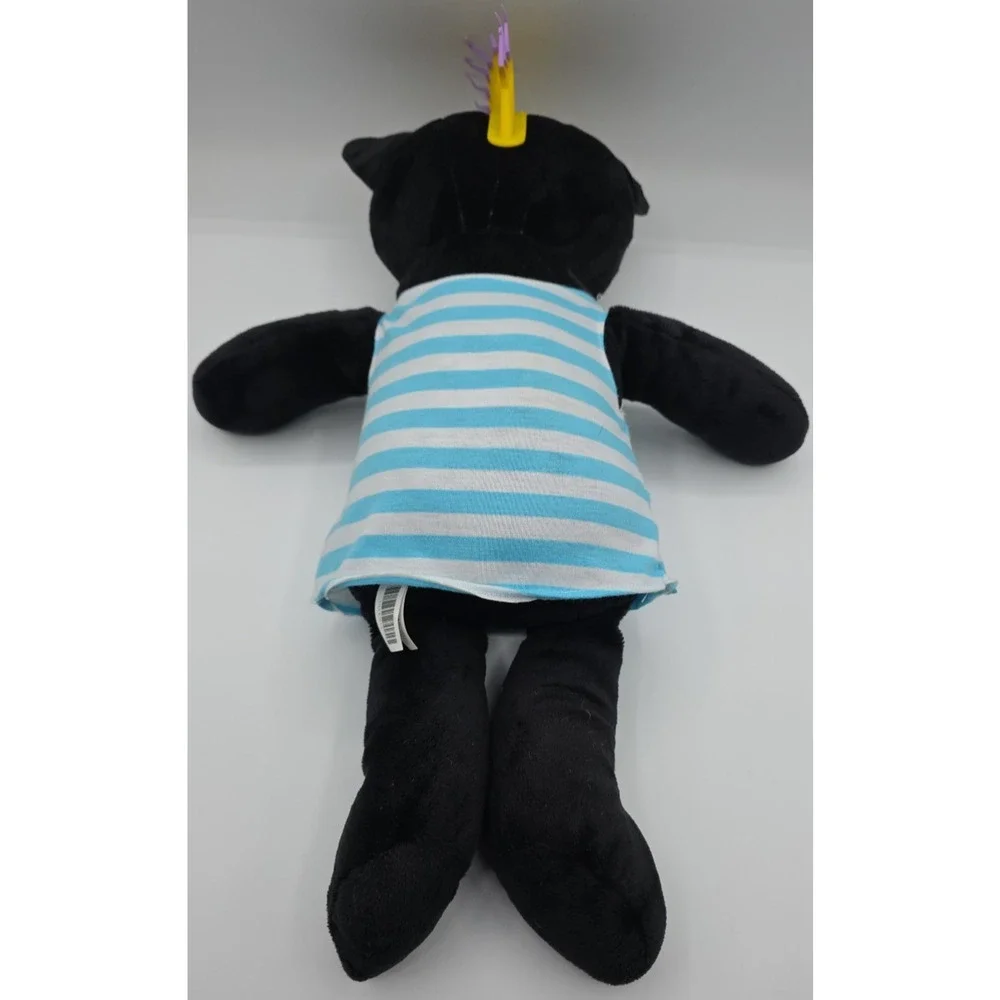 Punk Gothic Black Cat Plush Spiky Mohawk Skull Crossbones Shirt A&A Global 2023